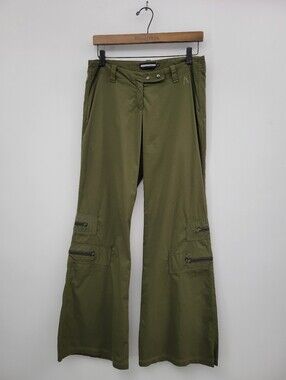Anatomie Wide Flare Leg Army Green Lightweight Cargo Pants Luxury Travelwear M